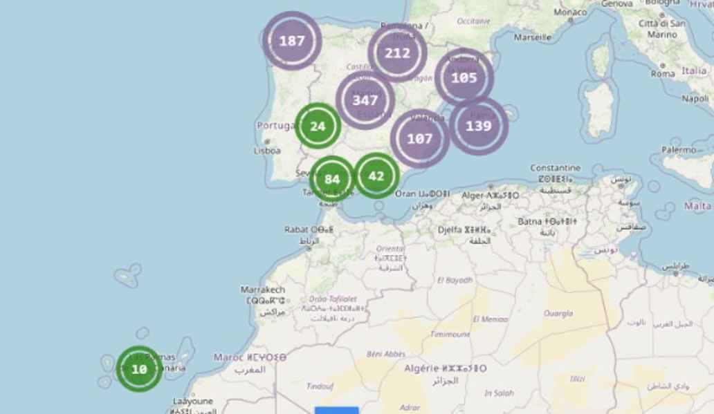 Imagen del mapa con los puntos de reparación